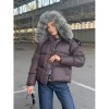 Пуховик жіночий зимовий з натуральним хутром чорнобурки шоколадний Sifurs 26-22 М (МПР-1-65-ЧБ-Ш)