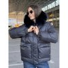 Жіночий пуховик зимовий з натуральним хутром песця чорний Sifurs НІКА XL (МПЮ-1-25-70-ЧБ-Ч)