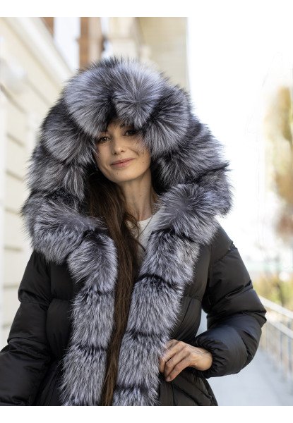 Пуховик Sifurs з хутром чорнобурки S чорний (ПП-1-ЧБ-ЧЕР)