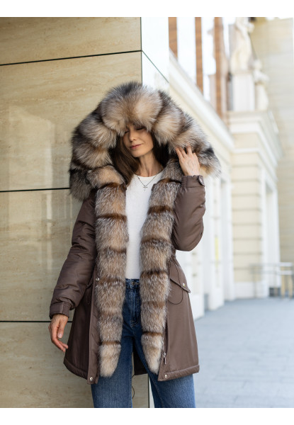 Парку Sifurs з хутром чорнобурки S коричнева (М10-90-ЧБ-К)