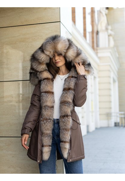Парку Sifurs з хутром чорнобурки S коричнева (М10-90-ЧБ-К)