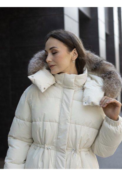 Жіночий зимовий пуховик 83 Sifurs молочний XS (ПP-1-75-ЧБ-М)