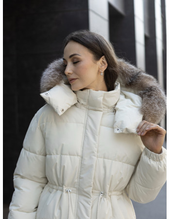 Жіночий зимовий пуховик 83 Sifurs молочний XS (ПP-1-75-ЧБ-М)