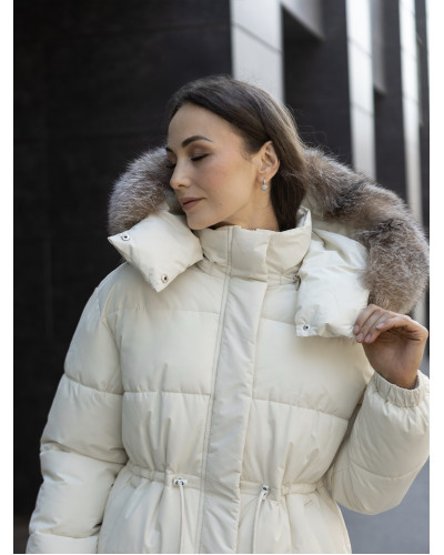 Жіночий зимовий пуховик 83 Sifurs молочний XS (ПP-1-75-ЧБ-М)