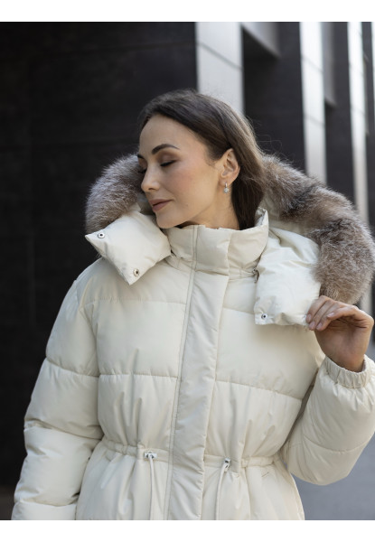 Жіночий зимовий пуховик 83 Sifurs молочний XS (ПP-1-75-ЧБ-М)